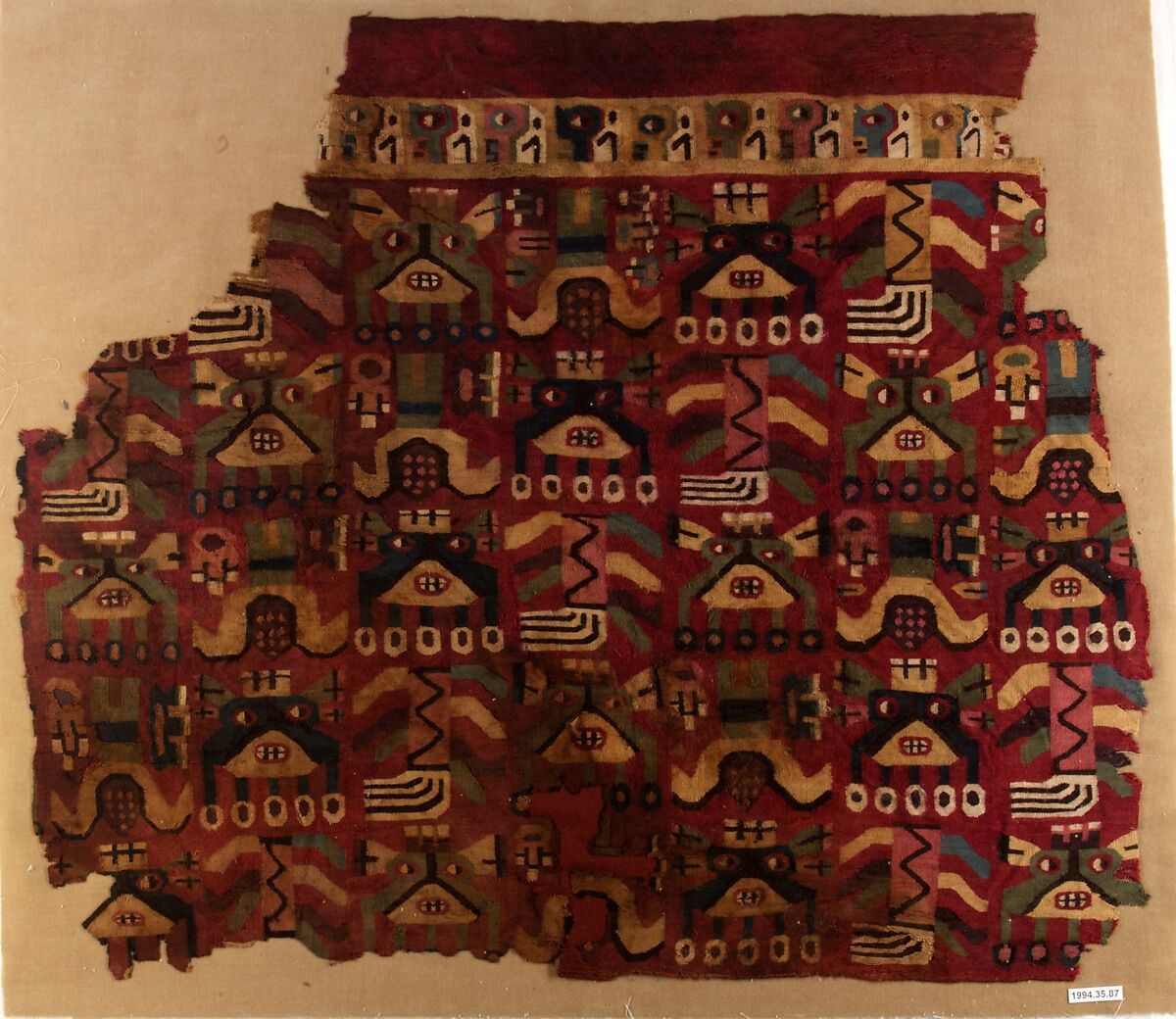 Woven Panel Fragment, Cotton, camelid hair, Peruvian 