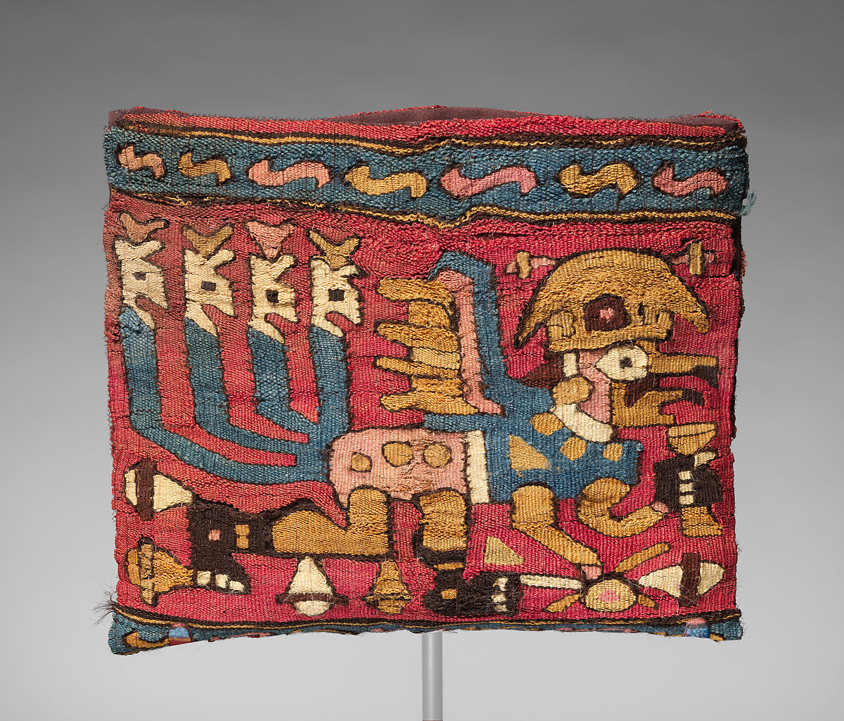 Chuspa (coca bag), Moche artist(s), Cotton, camelid hair, and dye, Moche