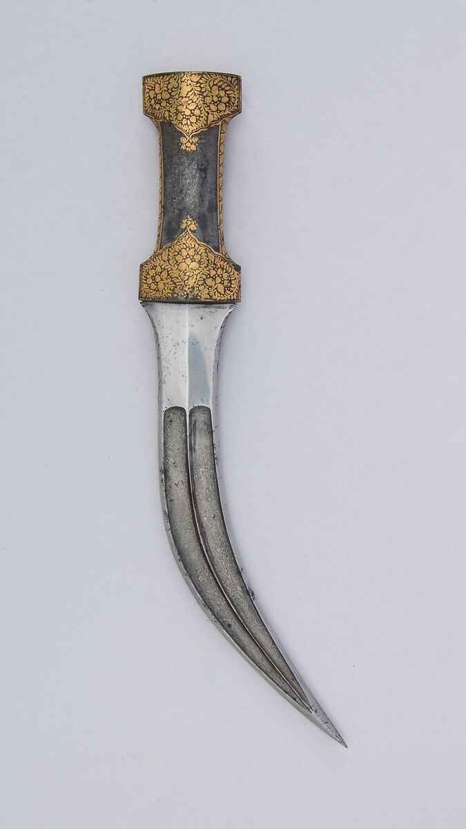 Dagger (Jambiya), Steel, gold, Indian 