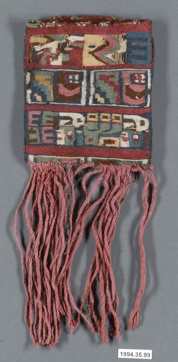 Bag with Fringes, Cotton, camelid hair, Wari