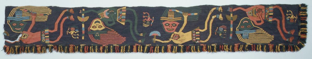 Border Fragment, Cotton, camelid hair, Paracas