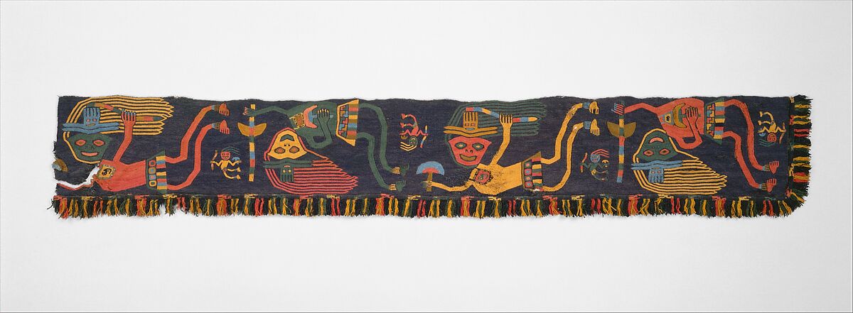 Border Fragment, Cotton, camelid hair, Paracas