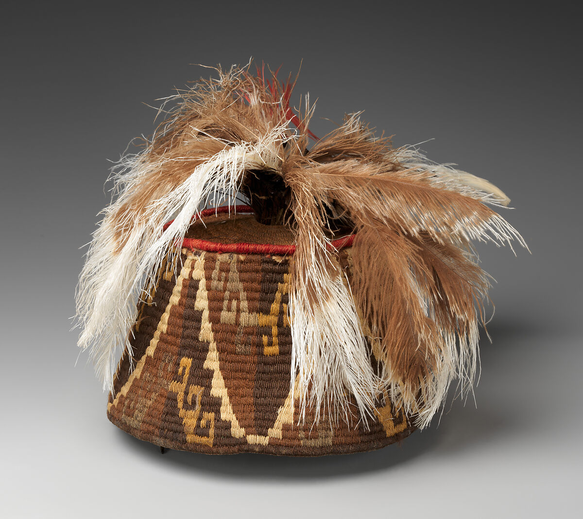 Cap with Feathers, Wool, feathers, Arica 