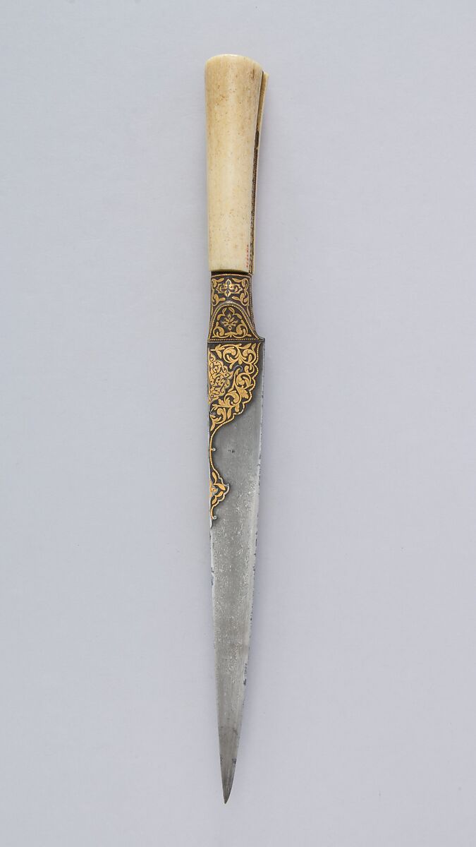Knife (Kard), Steel, ivory (elephant), gold, Persian