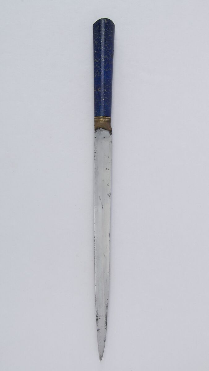 Knife, Steel, lapis lazuli, copper, gold, Indian