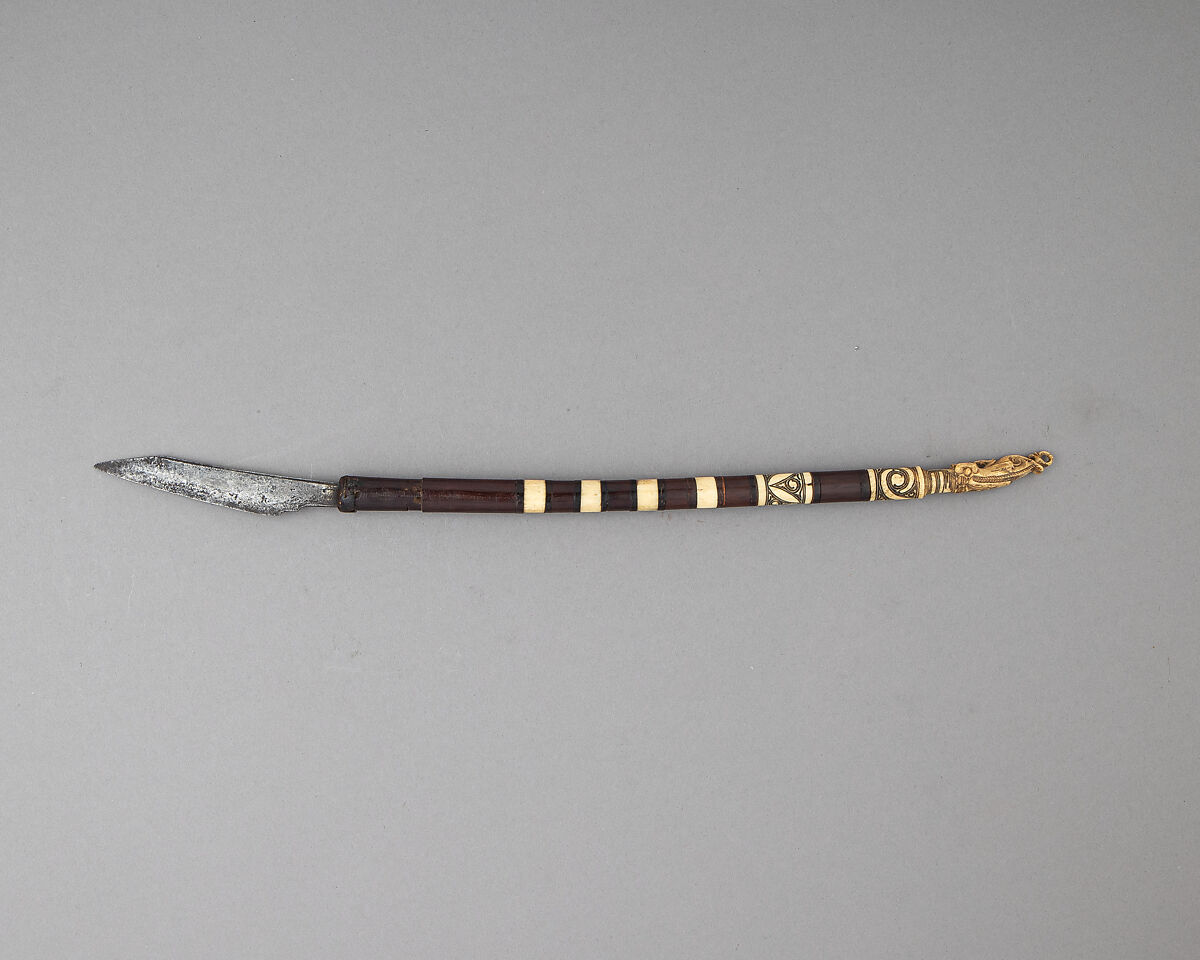 Dagger (Pisau Raut), Steel, bone, wood, horn, Dyak