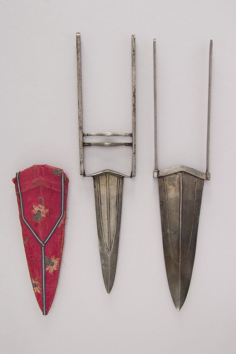 Dagger (Katar) with Sheath, Steel, silk, Indian 