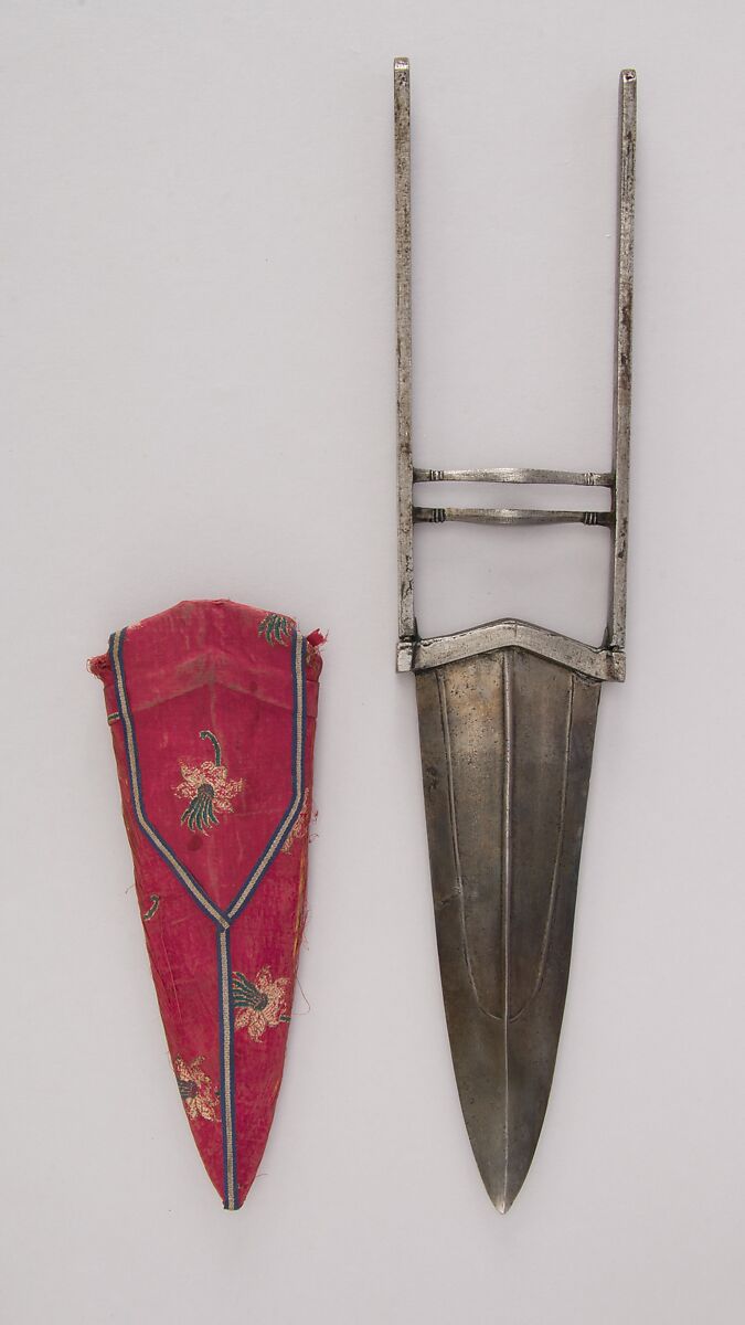 Dagger (Katar) with Sheath, Steel, silk, Indian