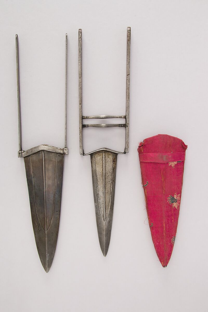 Dagger (Katar) with Sheath, Steel, silk, Indian
