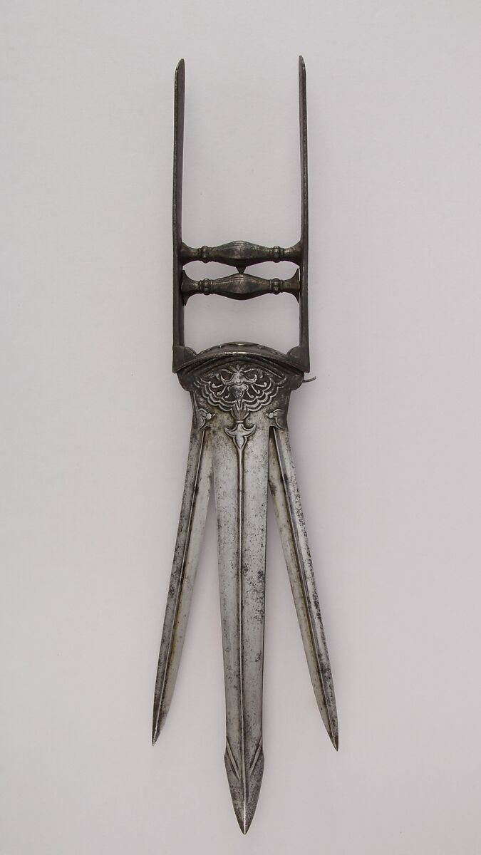 Dagger (Katar), Steel, silver, Indian 