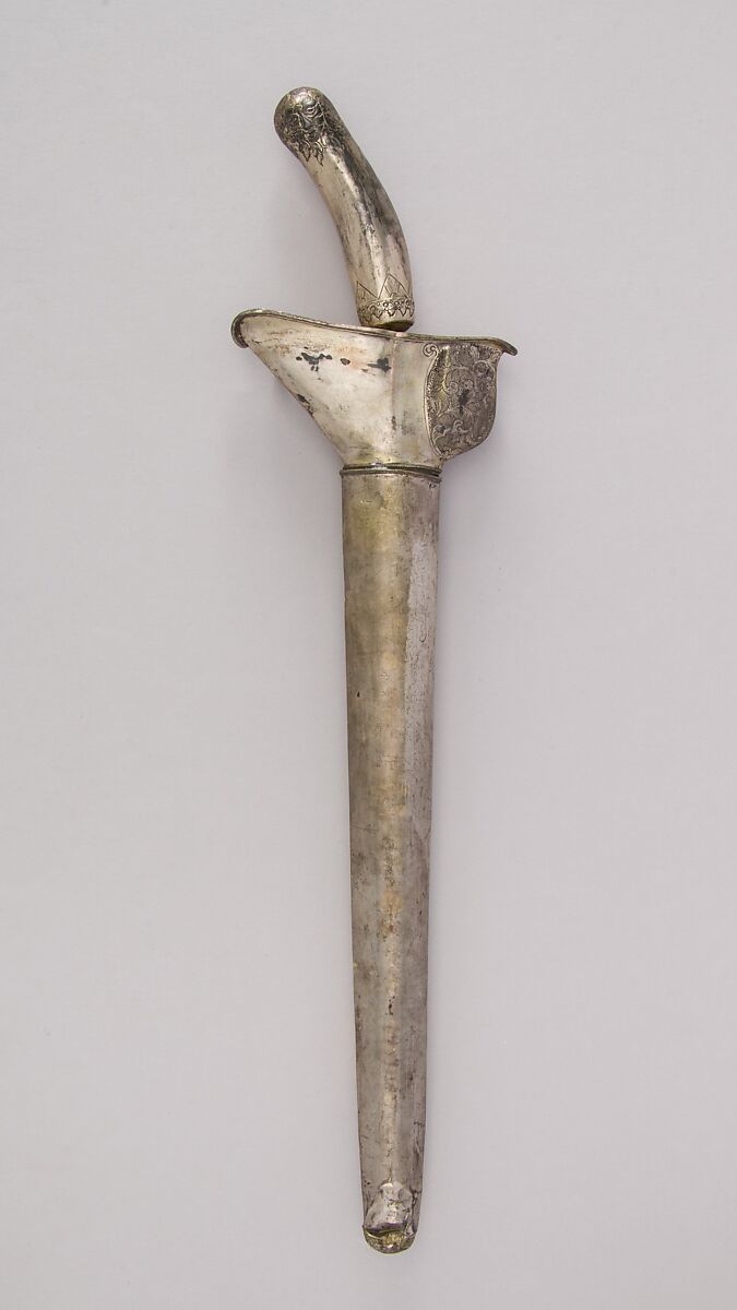 Knife with Sheath, Silver, Malayan
