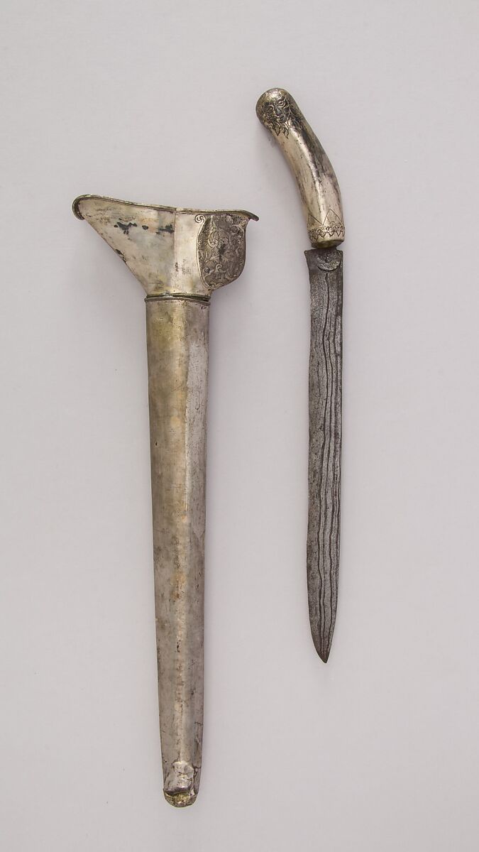 Knife with Sheath, Silver, Malayan 