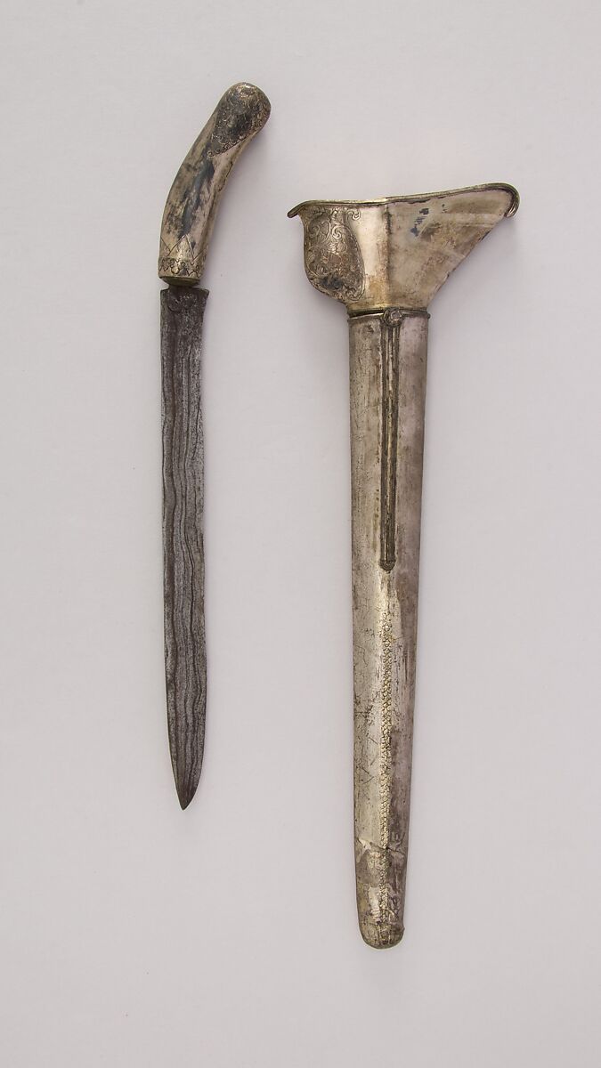 Knife with Sheath, Silver, Malayan