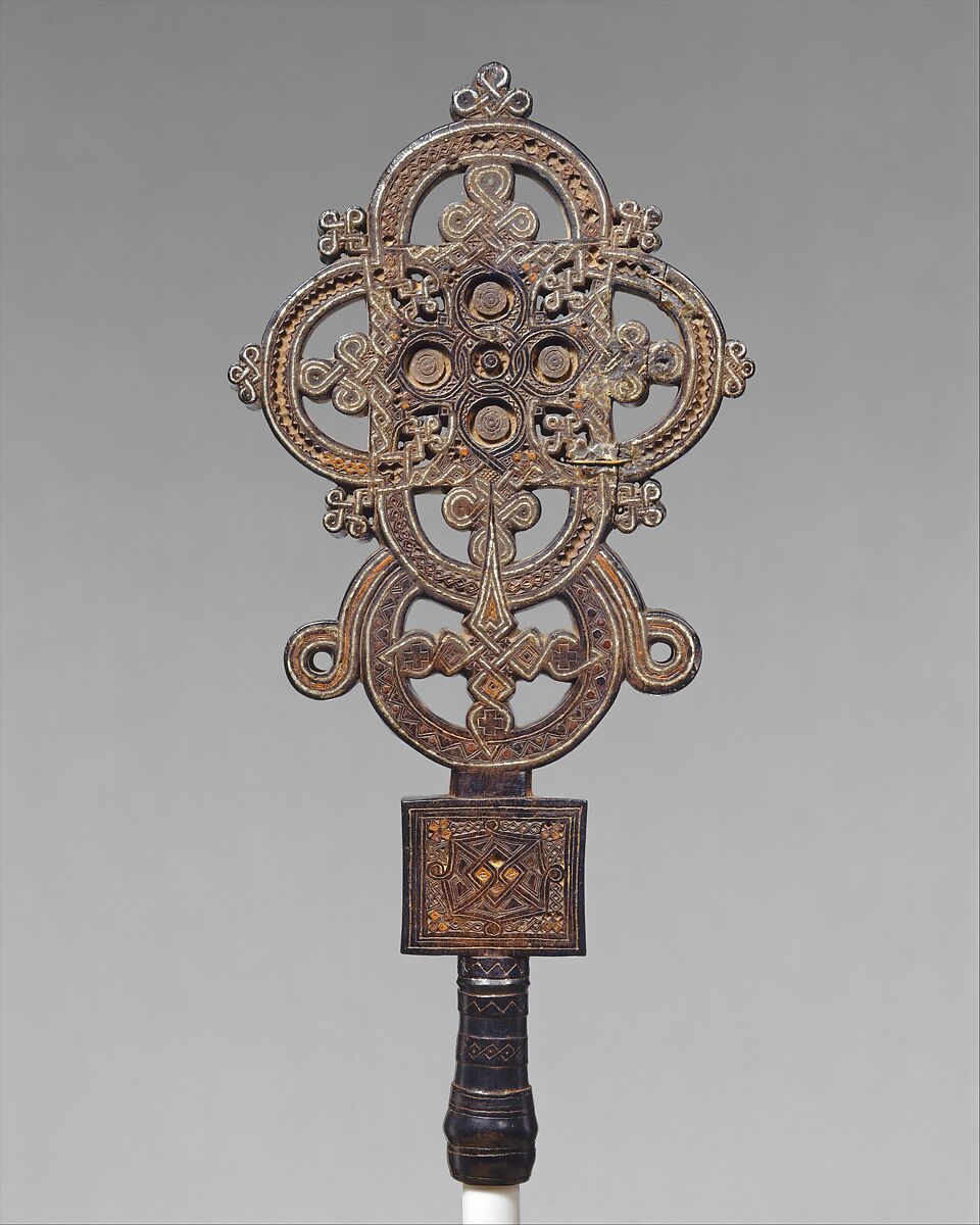 Processional Cross, Ezra  Ethiopian, Wood, tin