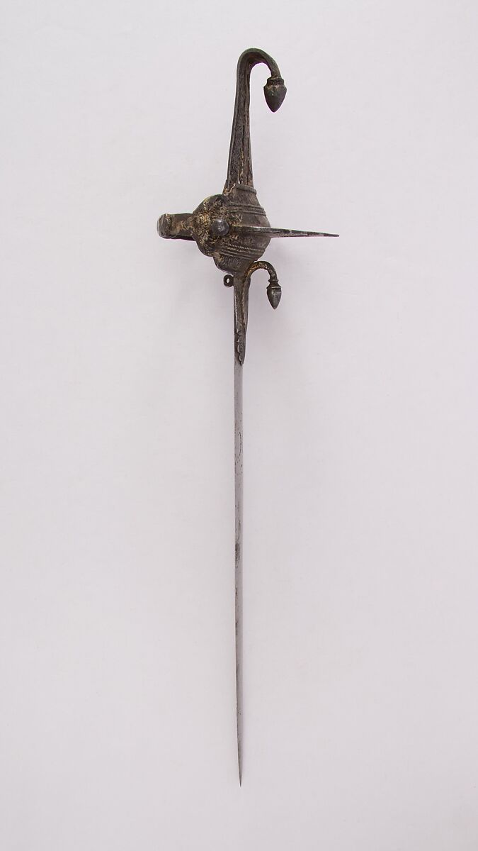 Gauntlet Dagger (Pata), Steel, silver, iron, hilt, South Indian; blade, European 