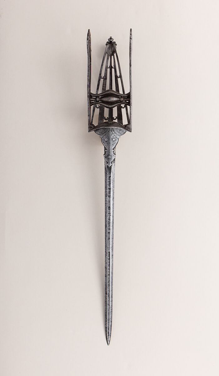 Dagger (Katar), Steel, South Indian, Thanjavur; blade, European