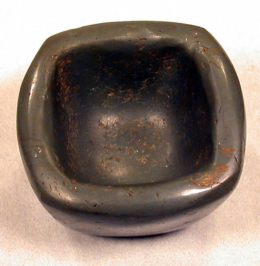 Square Obsidian Bowl, Obsidian, green, Mexican 