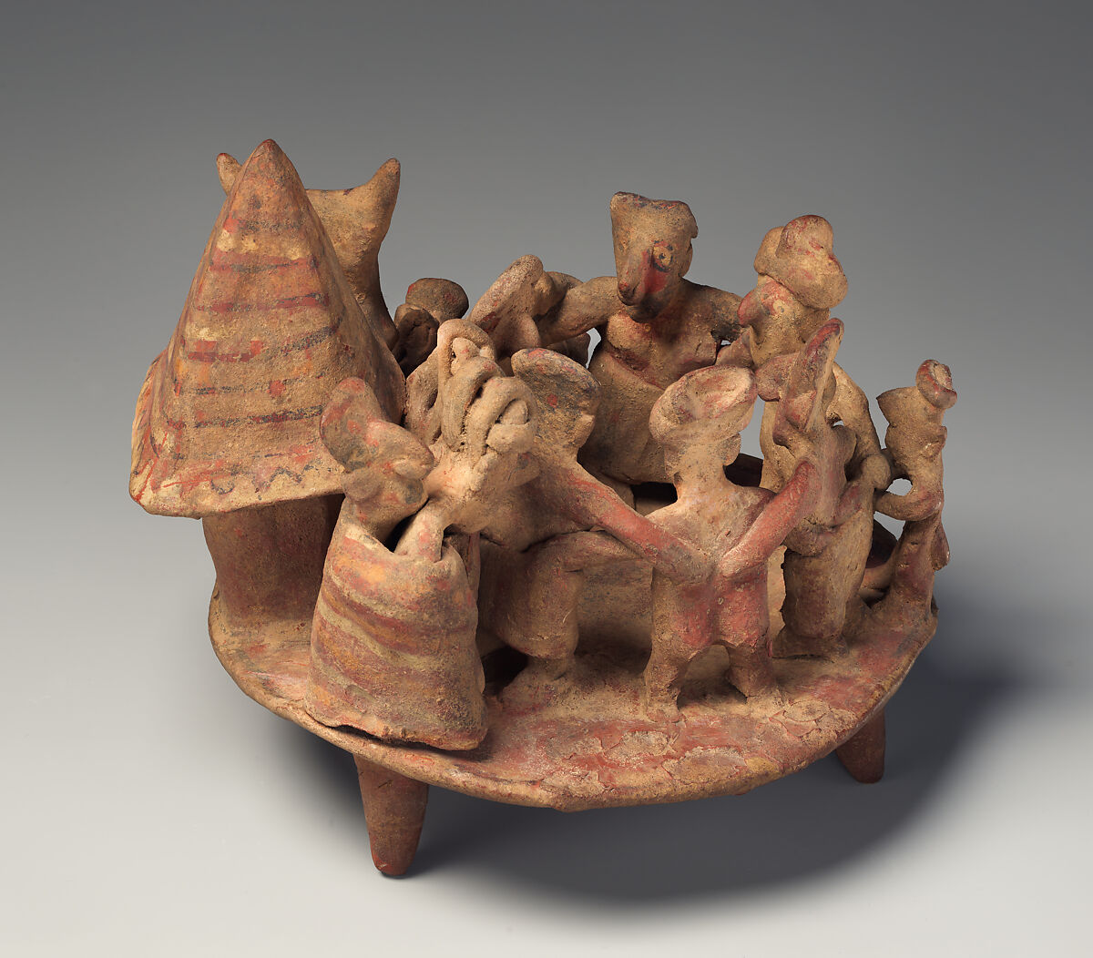 Village scene, Nayarit artist(s), Ceramic, slip, Nayarit