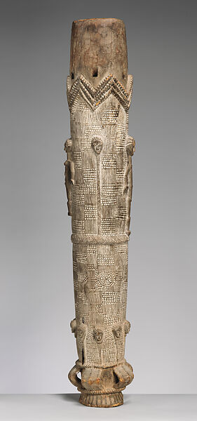 Fokwe mi drum, Eastern Lagoons artist, Wood, kaolin, Lagoon peoples