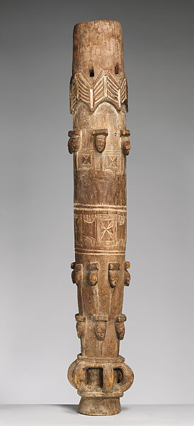 Fokwe mi drum, Eastern Lagoons artist, Wood, kaolin, Lagoon peoples