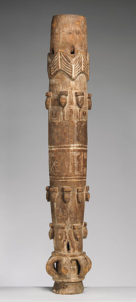 Fokwe mi drum, Eastern Lagoons artist, Wood, kaolin, Lagoon peoples