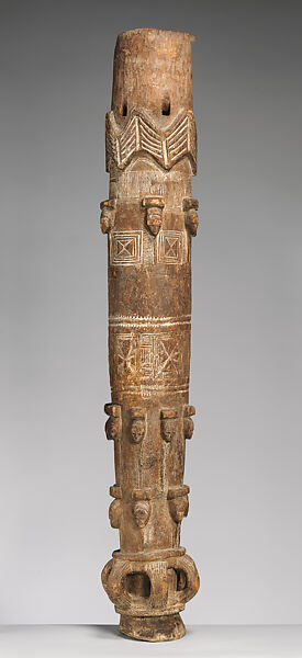 Fokwe mi drum, Eastern Lagoons artist, Wood, kaolin, Lagoon peoples