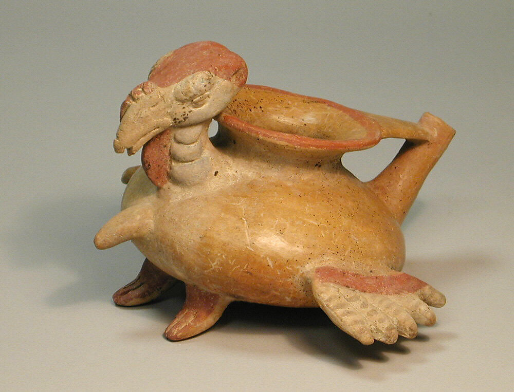 Turkey Vessel, Ceramic, slip, pigment, Veracruz 