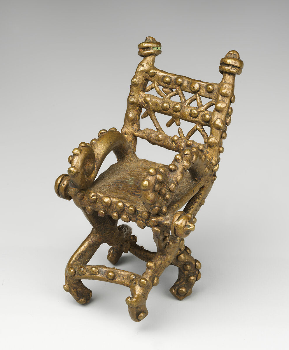 Chair gold weight, Akan artist, Brass, Akan