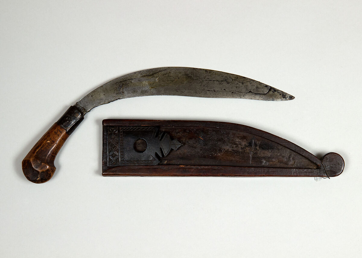 Knife with Sheath, Steel, wood, Philippine, Moro 