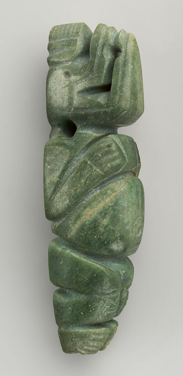 Masked Figure Pendant, Jadeite, Atlantic Watershed 