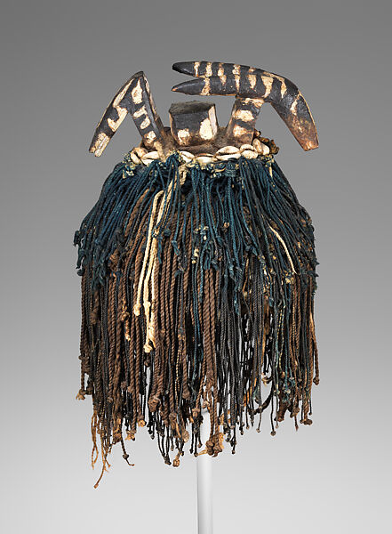 Headdress (Zazaigo), Wood, cotton textile, cotton cord, pigment, cowrie shells, Mossi peoples