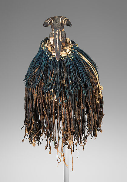 Headdress (Zazaigo), Wood, cotton textile, cotton cord, pigment, cowrie shells, Mossi peoples