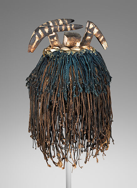 Headdress (Zazaigo), Wood, cotton textile, cotton cord, pigment, cowrie shells, Mossi peoples