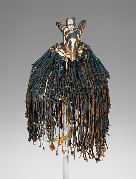 Headdress (Zazaigo), Wood, cotton textile, cotton cord, pigment, cowrie shells, Mossi peoples