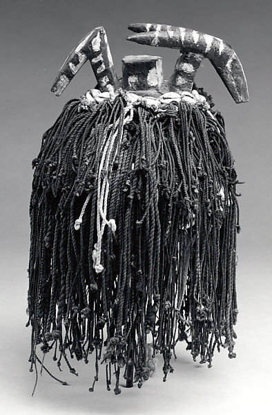 Headdress (Zazaigo), Wood, cotton textile, cotton cord, pigment, cowrie shells, Mossi peoples 