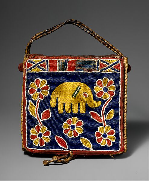 Diviner's or Performer's Bag, Leather, glass beads, cotton cloth and thread, velvet, Yoruba peoples, Ekiti group (?) 