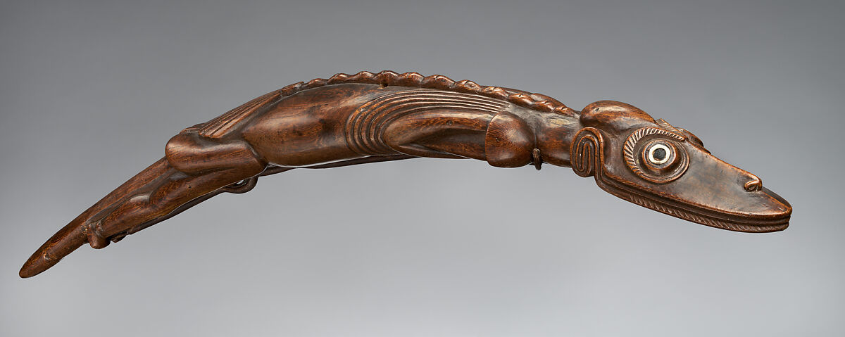 "Lizardman" Figure (Moko), Wood, obsidian, bone, Rapa Nui people