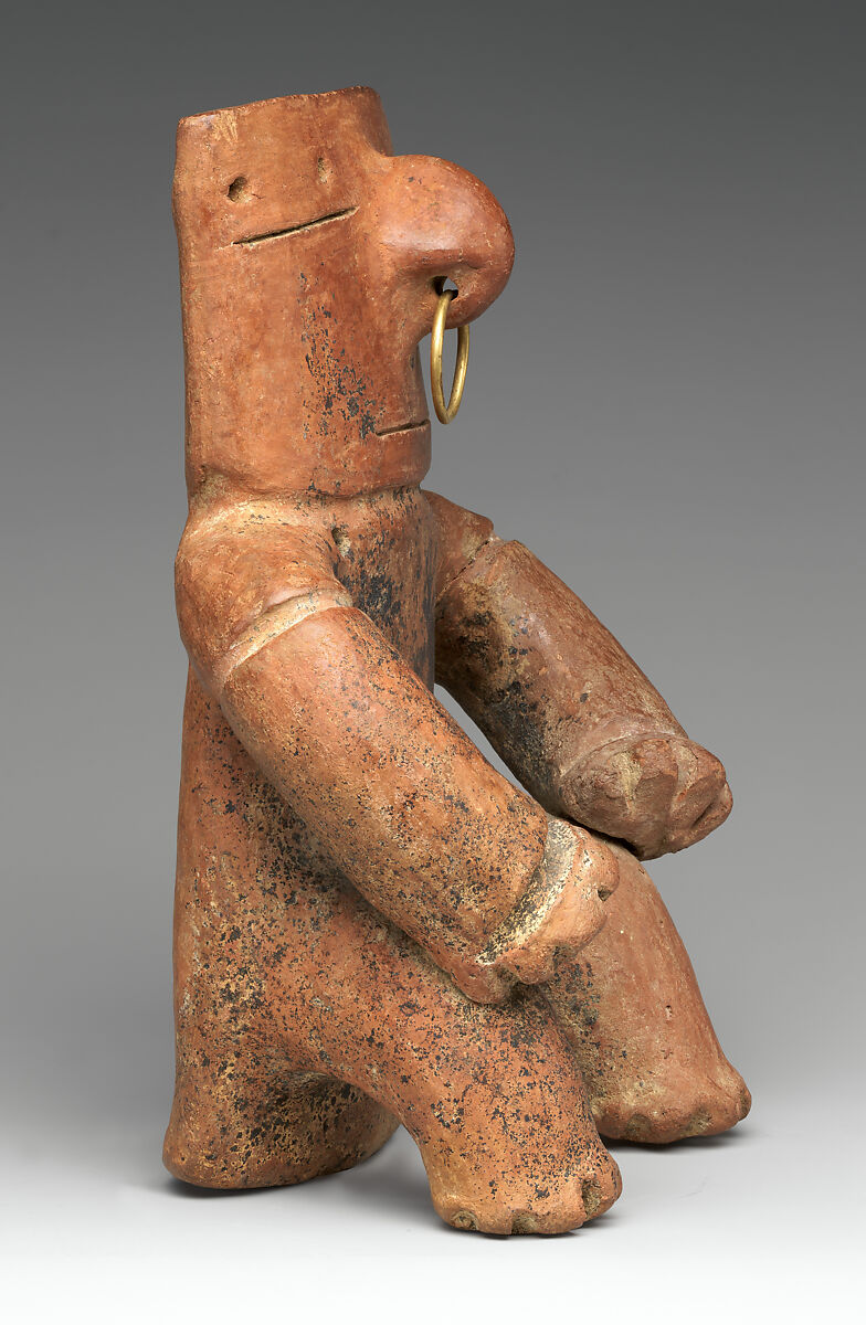 Seated Figure, Ceramic, gold, Late Quimbaya
