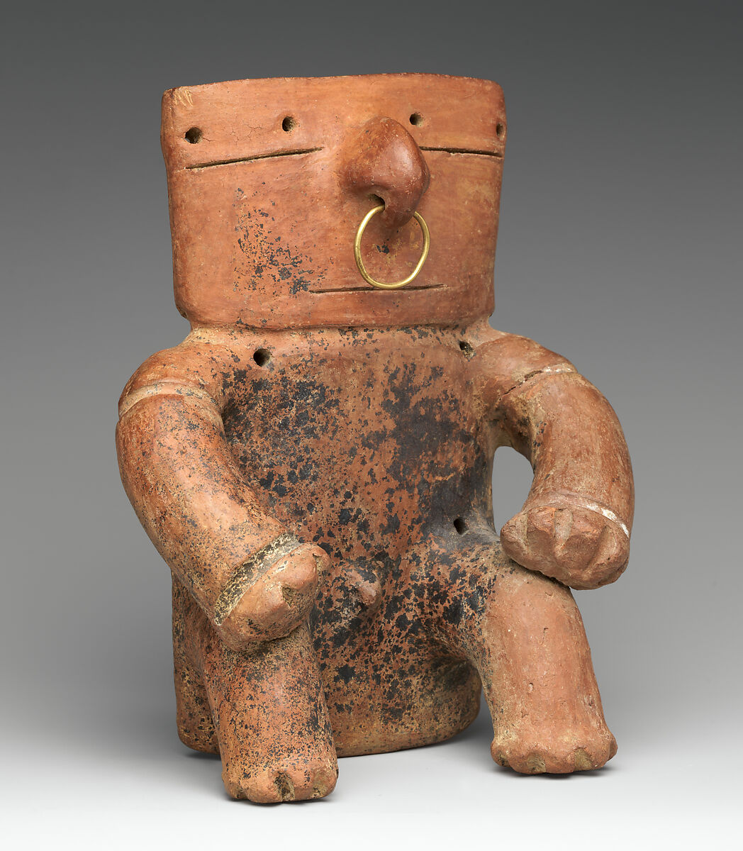 Seated Figure, Ceramic, gold, Late Quimbaya