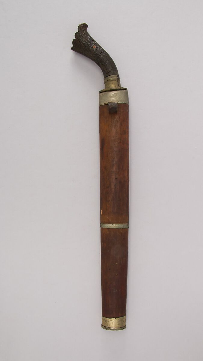 Knife with Sheath, Steel, wood, nickel, silver, Philippine, Moro