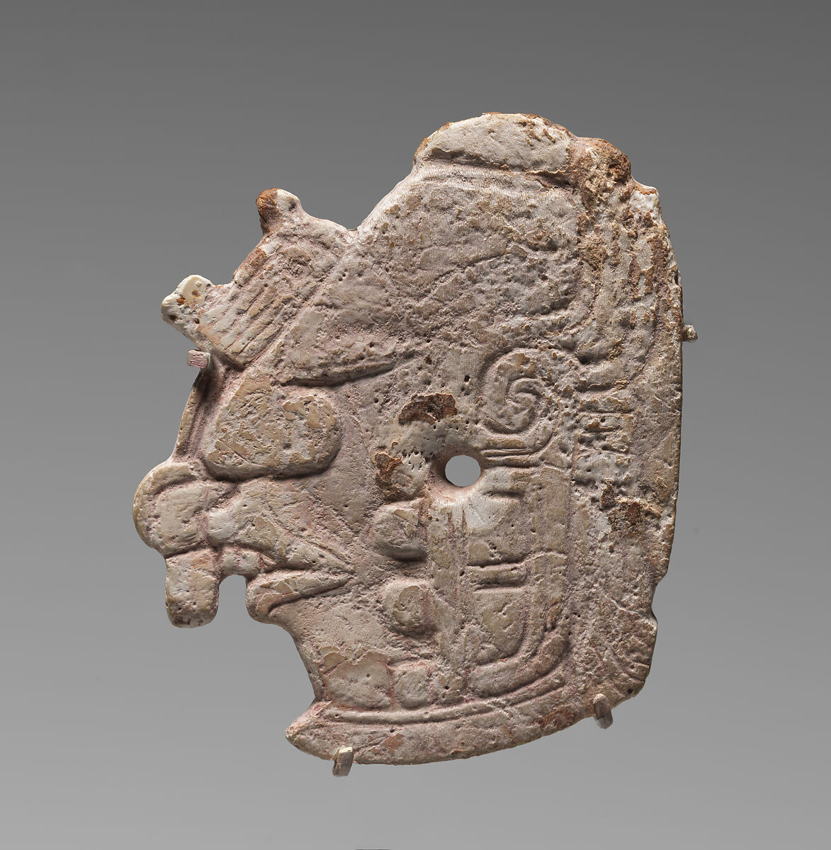 Pair of carved ornaments with the Maize God, Maya artist(s), Shell, Maya