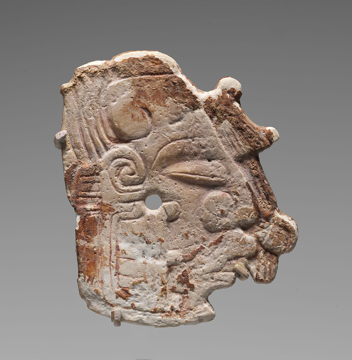 Pair of carved ornaments with the Maize God, Maya artist(s), Shell, Maya