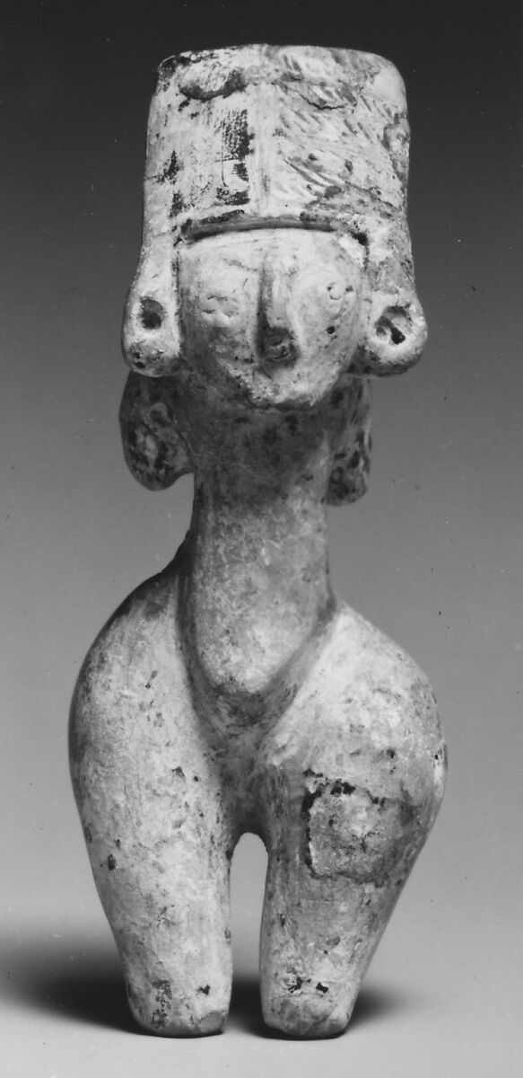 Standing Ceramic Female Figure, Ceramic, slip, pigment, Panuco