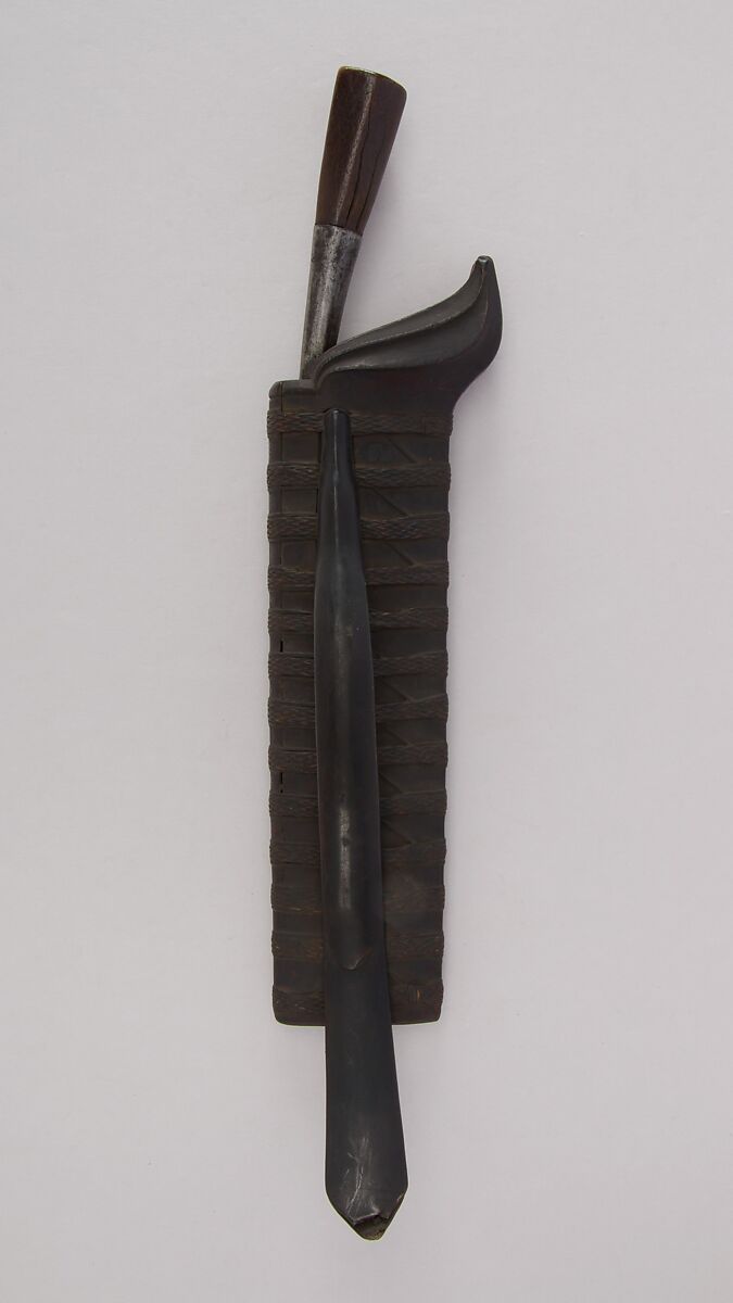 Court Knife (Wedong) with Sheath, Wood, horn, Javanese