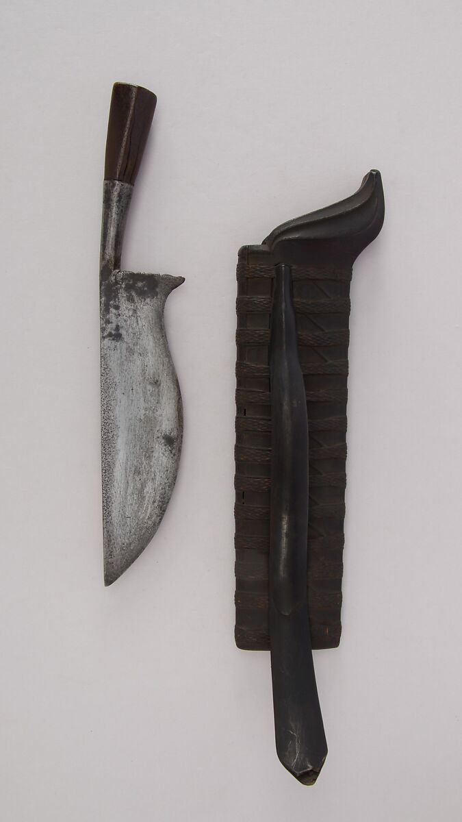 Court Knife (Wedong) with Sheath, Wood, horn, Javanese