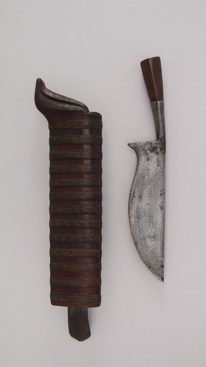 Court Knife (Wedong) with Sheath, Wood, horn, Javanese 