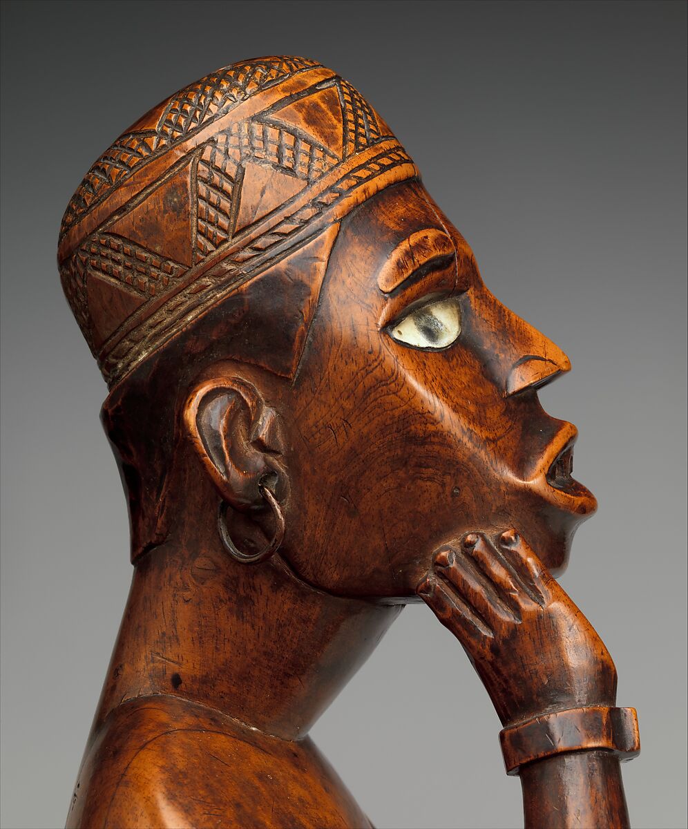 Seated Male Figure, Wood, glass, metal, kaolin, Kongo peoples, Kakongo group