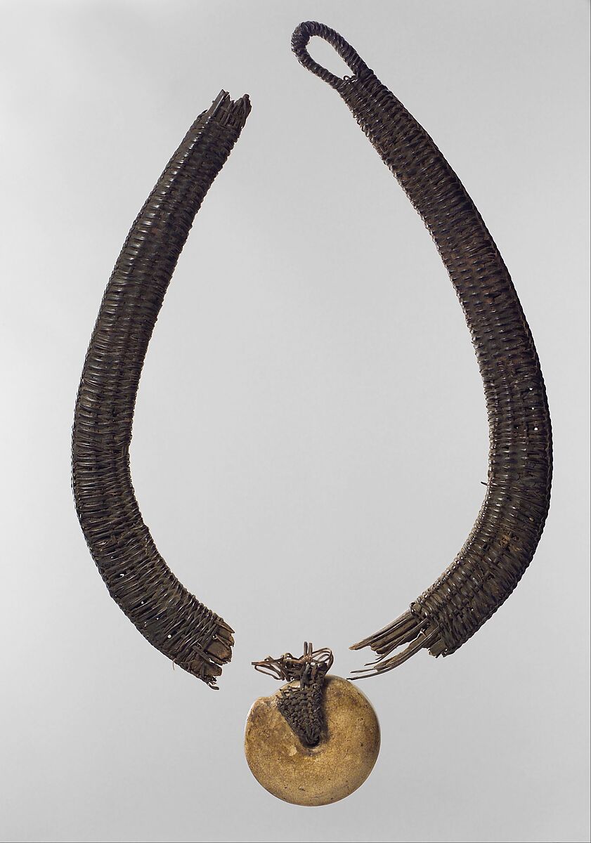 Necklace: Pendant, Wood, ceramic, raffia, Chokwe peoples 