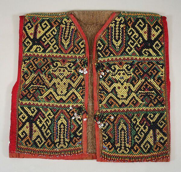 Jacket, Cotton, beads, bark cloth, shell, Maloh or Iban people 