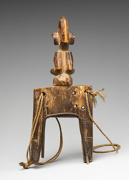 Heddle Pulley: Female Figure, Winiama blacksmith, Wood, fiber, pigment, Winiama peoples